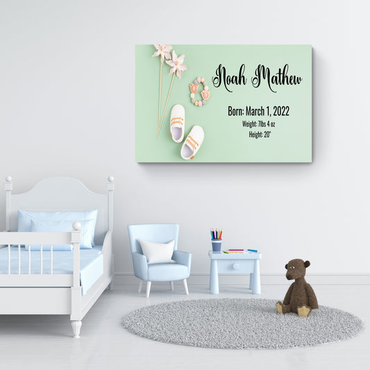 Noah Birth Record Personalized Wall Art Canvas
