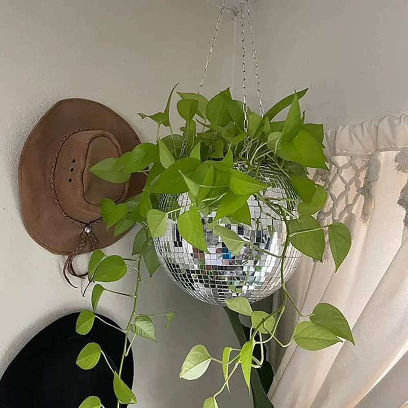 Disco Ball Hanging Flower Vase Decor