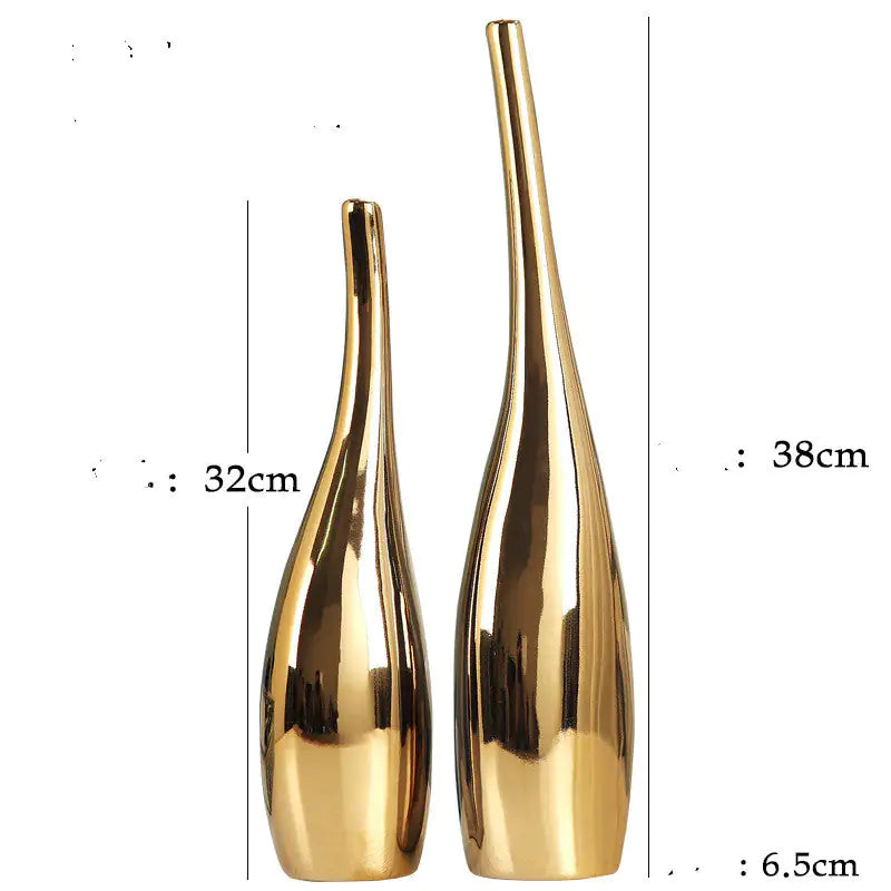 Nordic gold plated ceramic vase home decor