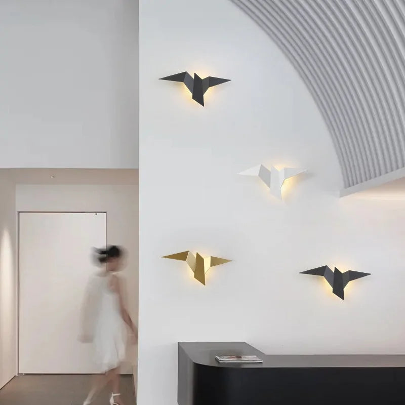 Nordic iron bird wall lamp home decor