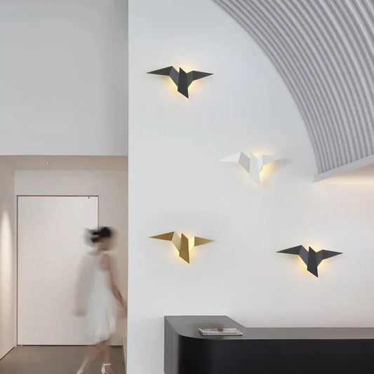 Nordic iron bird wall lamp home decor