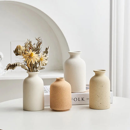 Nordic textured ceramic vase for shelf home decor