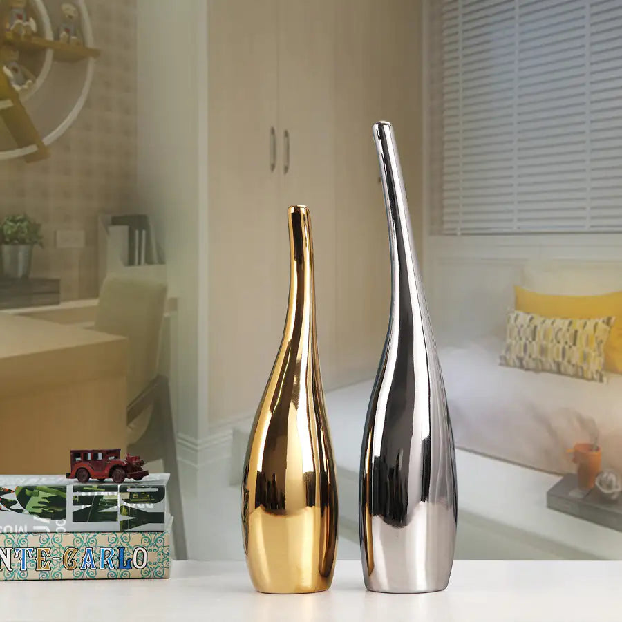 Nordic Gold Plated Ceramic Vase Home Decor