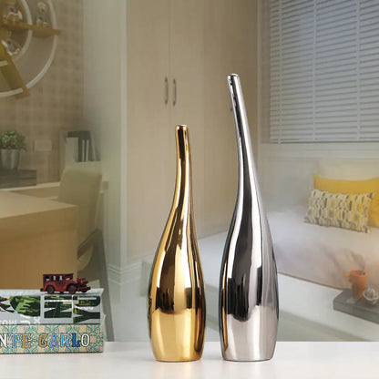 Nordic Gold Plated Ceramic Vase Home Decor